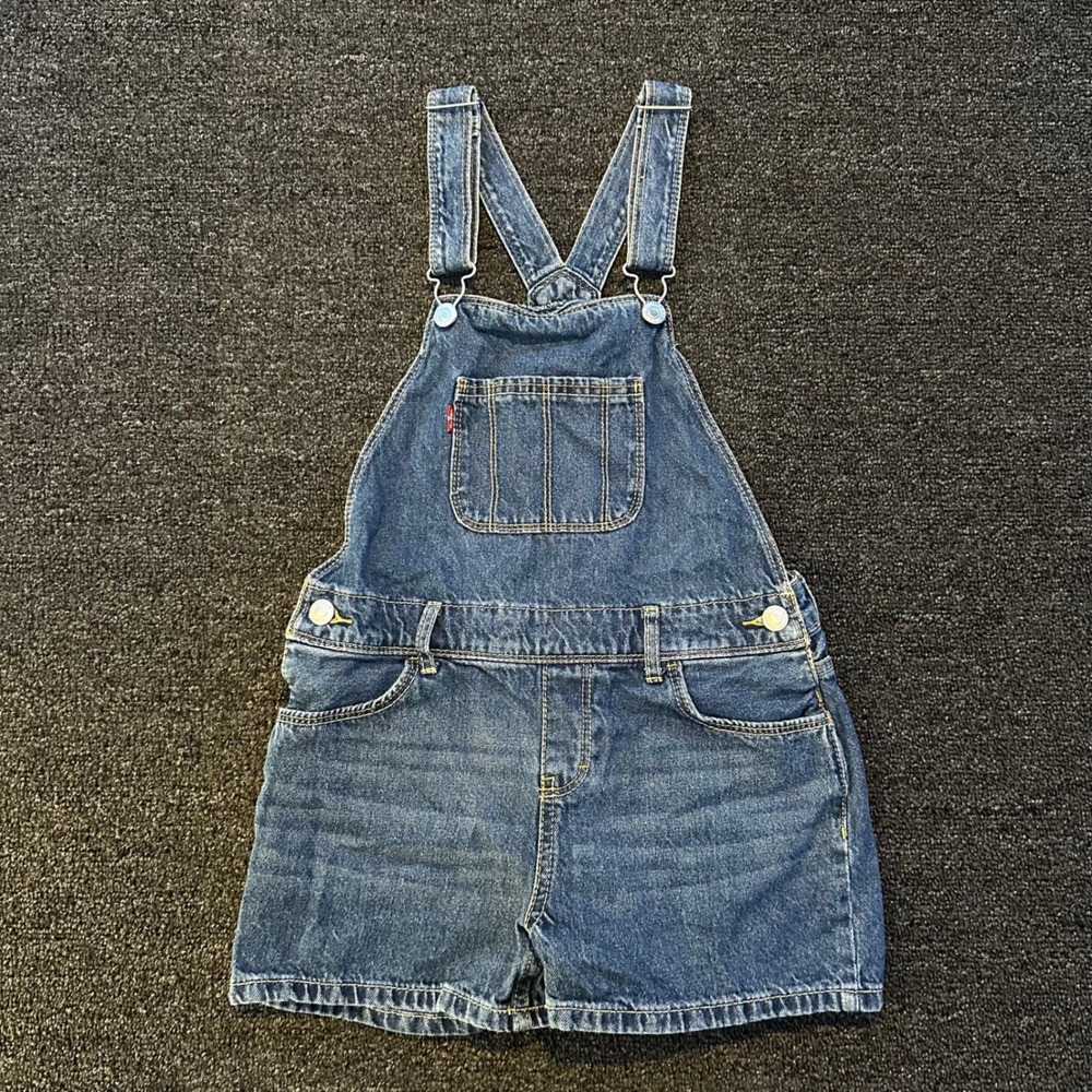 Levi's Denim Shortalls Kids Size 10 Medium Wash Blue Good Classic Overalls